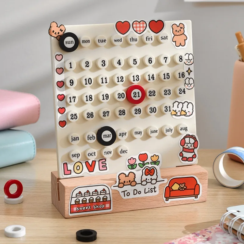 

Manual Diy Loop Calendar Calendar Table Ring Perpetual Calendar Manual Acrylic Table Calendar Record Date Record Sticker Gift