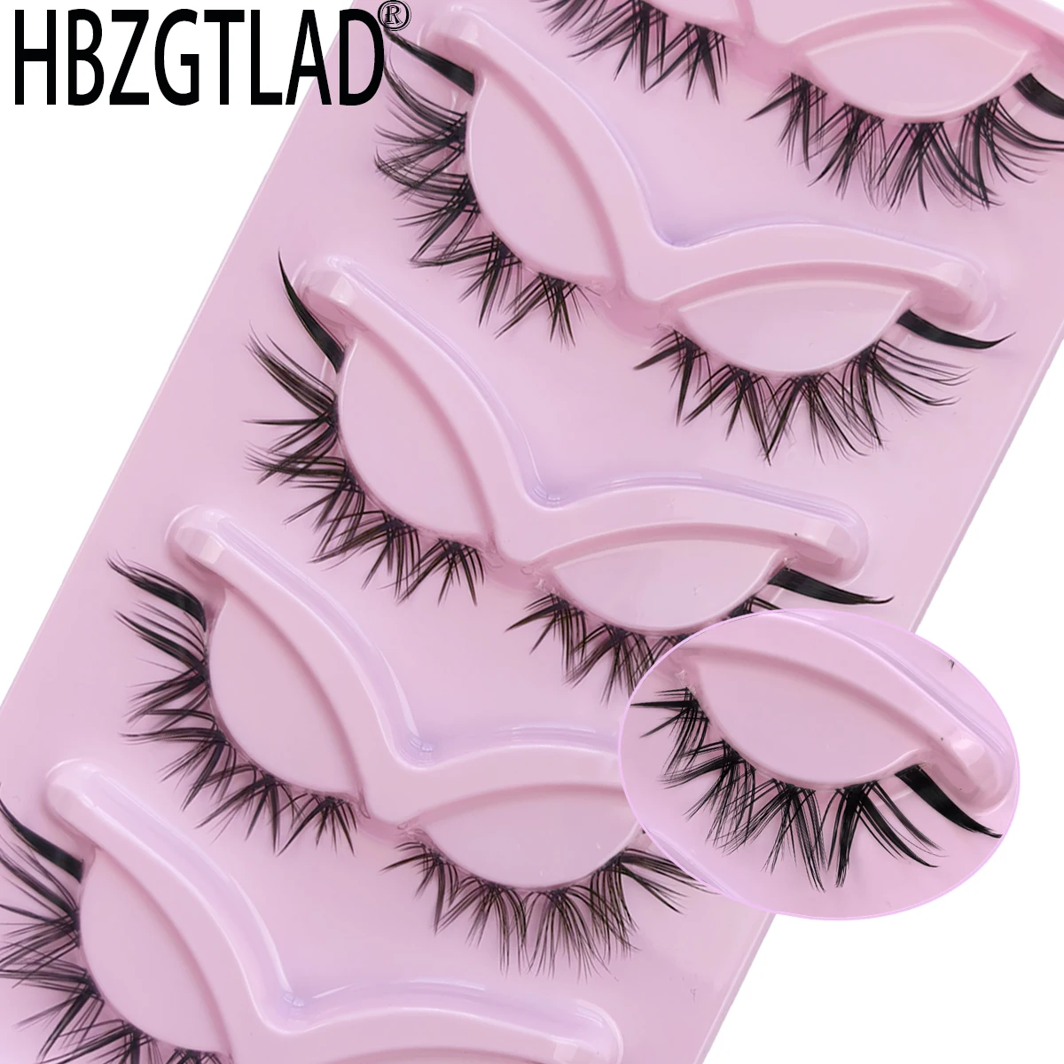 HBZGTLAD Cat Eye Lashes Natural Look Fox False Eyelashes Gorgeous Wispy & Lightweight Faux Mink Lashes for Doll Eye Makeup