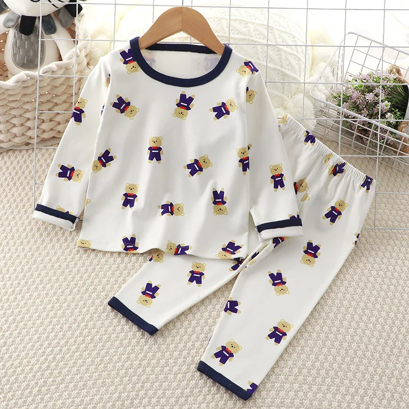 Children's underwear 2-5-8-12 year old baby clothes De Rong Warm Clothes Boys and Girls' Underwear Set Pajamas and home clothing