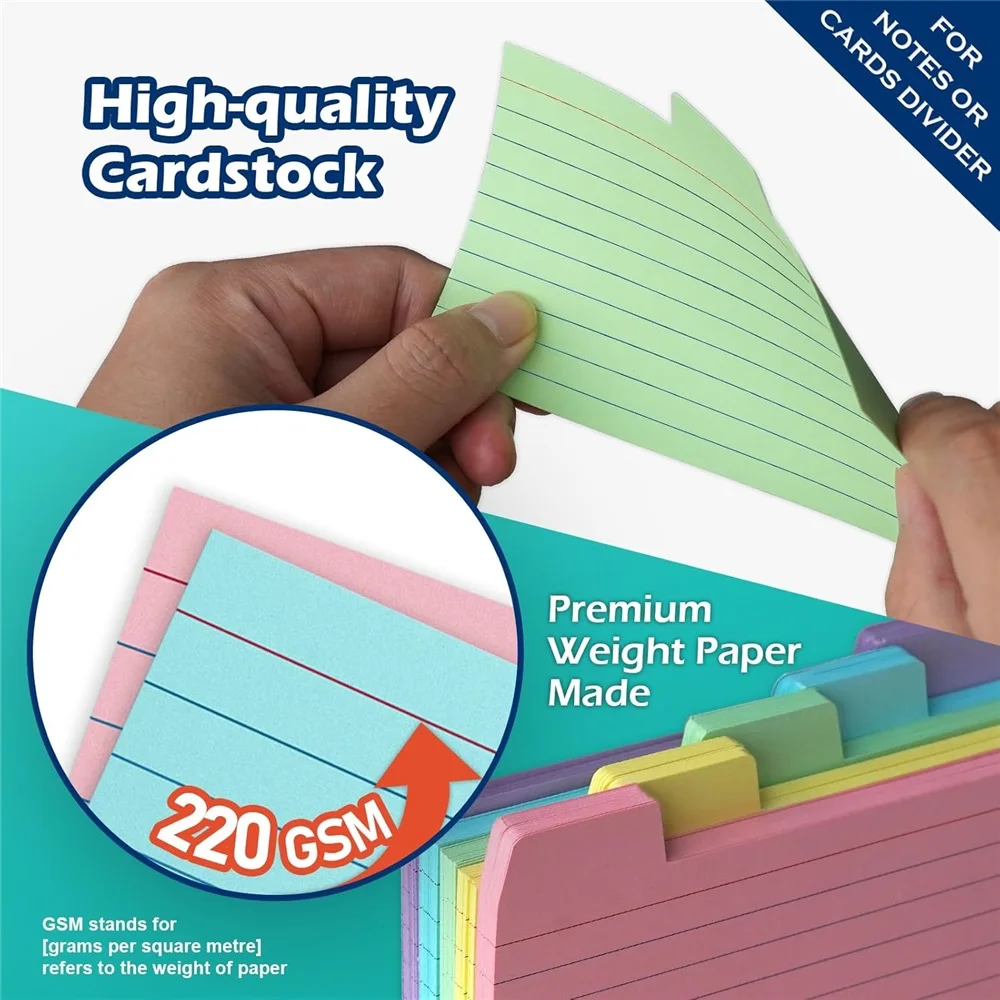 Colorful Writable Index Tabs - Pack of 50, Thick Double-Sided Paper