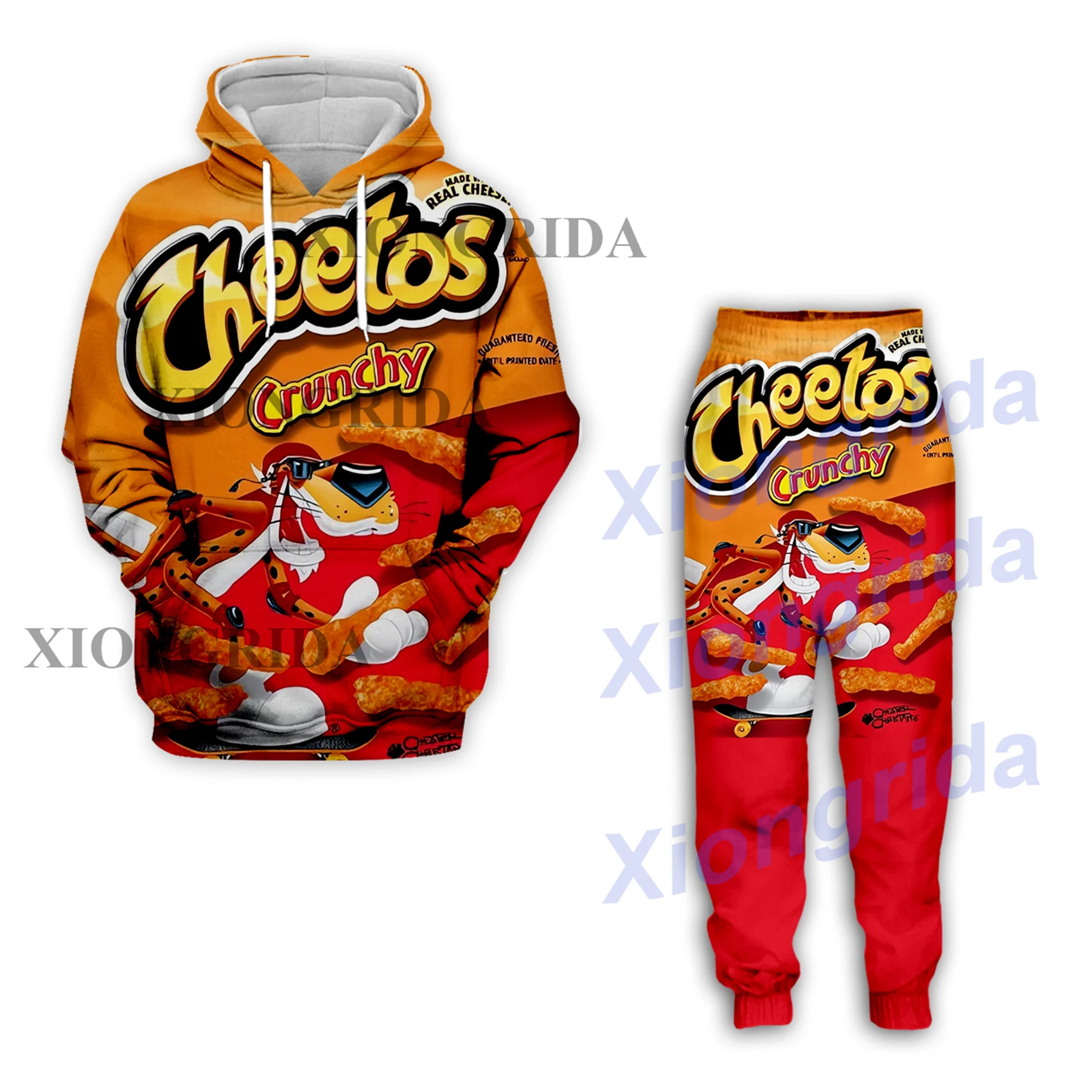 Novelty Cheetos Food Puffs Clothes Set 3D Printed Sweatpants Pants Shorts Hoodies Shirts T shirts Sweatshirts Men Tracksuits New 6