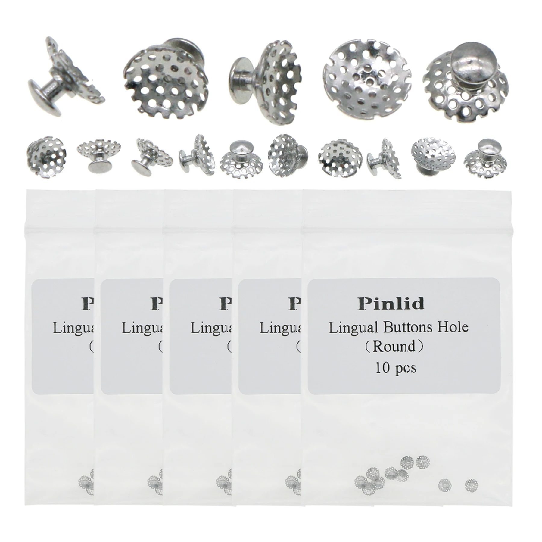 

10Bags/100Pcs Dental Orthodontic Round Type Metal Lingual Buttons Hole Perforated Holes Base