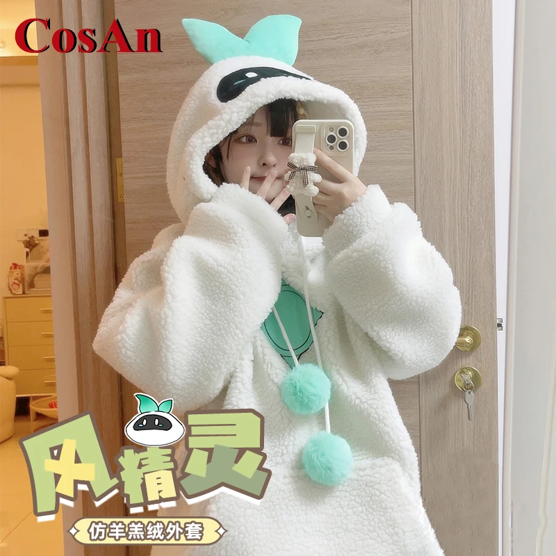 

Горячая игра CosAn Genshin ударный дух ветра яркий Косплей Костюм Осень/Зима плюшевая Толстовка для активвечерние отдыха