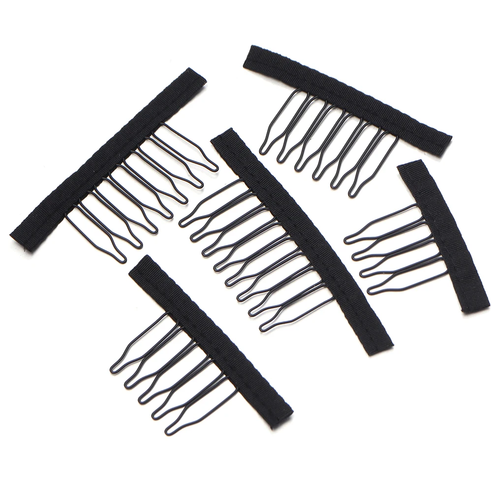 10 Pezzi Clip per Parrucche con 4/5/6/7/8 Denti, Clip Nere per Extension di Capelli, Clip a Scatto per Parrucche, Accessori per Parrucche e Extension - immagine 5