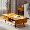 Solid Wood Coffee Tables for Living Room, Coffee Table Mid Century Modern , Fully Assembled Center Table, Teak Brown 1
