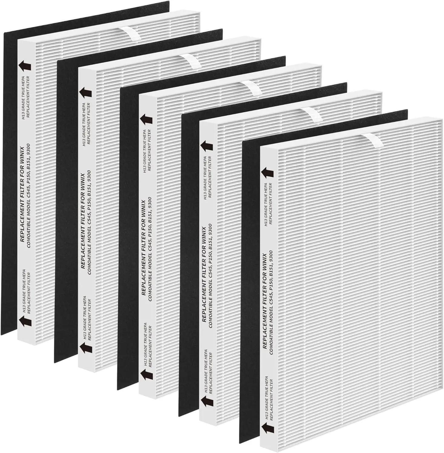 

Packs C545 True HEPA Replacement Filter Set, Compatible with Winix C545 Purifier, Filter S, Part# 1712-0096-00, 5 True HEPA + 5