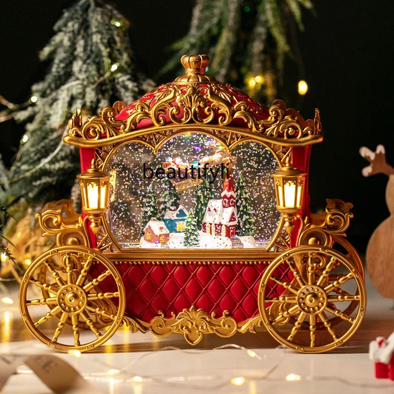 Christmas gift music box carriage old man snow crystal ball birthday gift girl