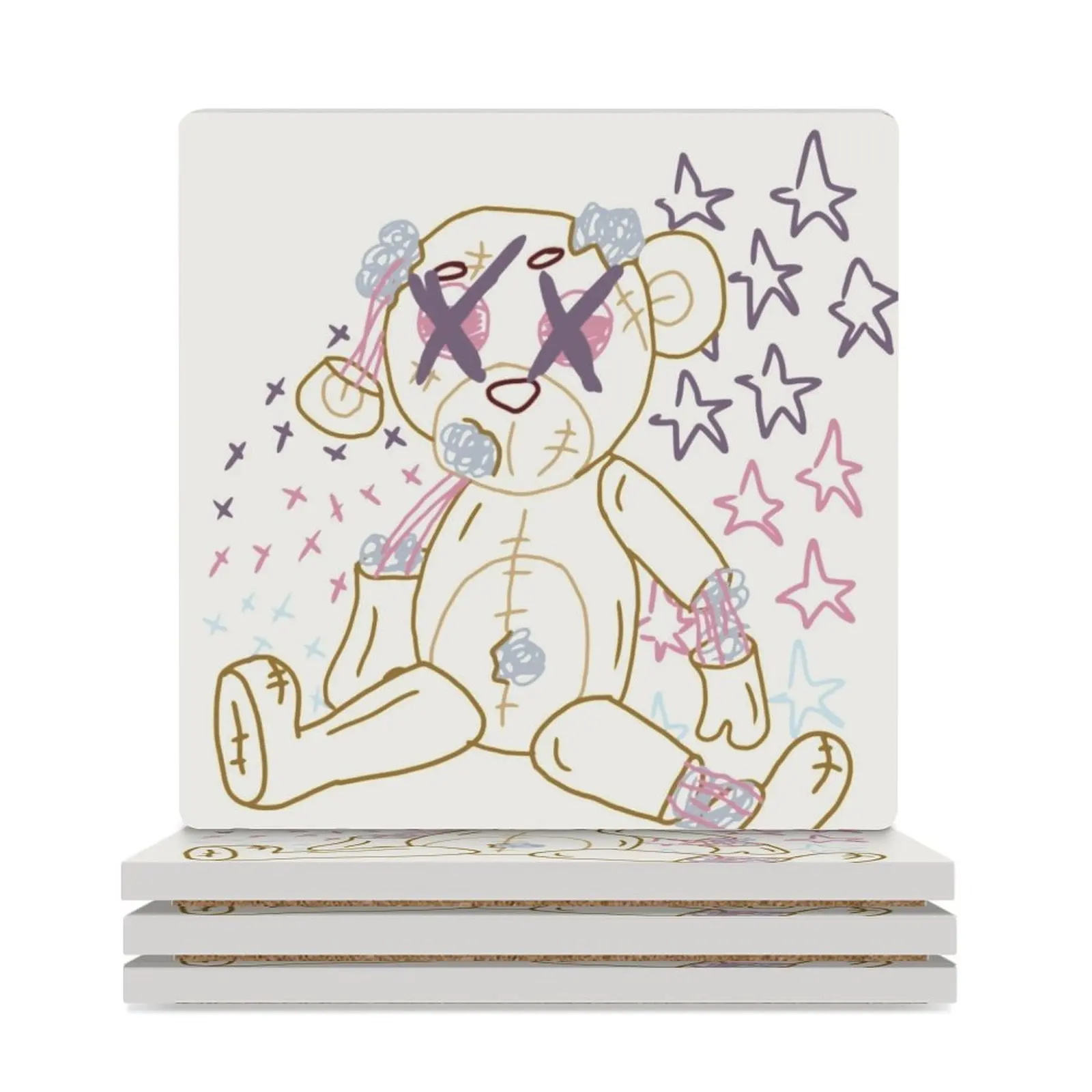 

teddy scare! Ceramic Coasters (Square) ceramic stand funny drinks Coasters