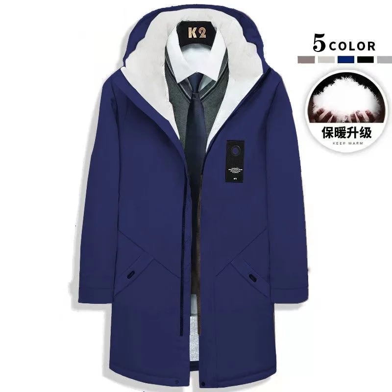 Autumn and Winter New Fashion Trend Long Plus Fleece Trench Coat Men's Casual Loose Comfortable Thick Warm Large Size Coat trench coat,warmth coat