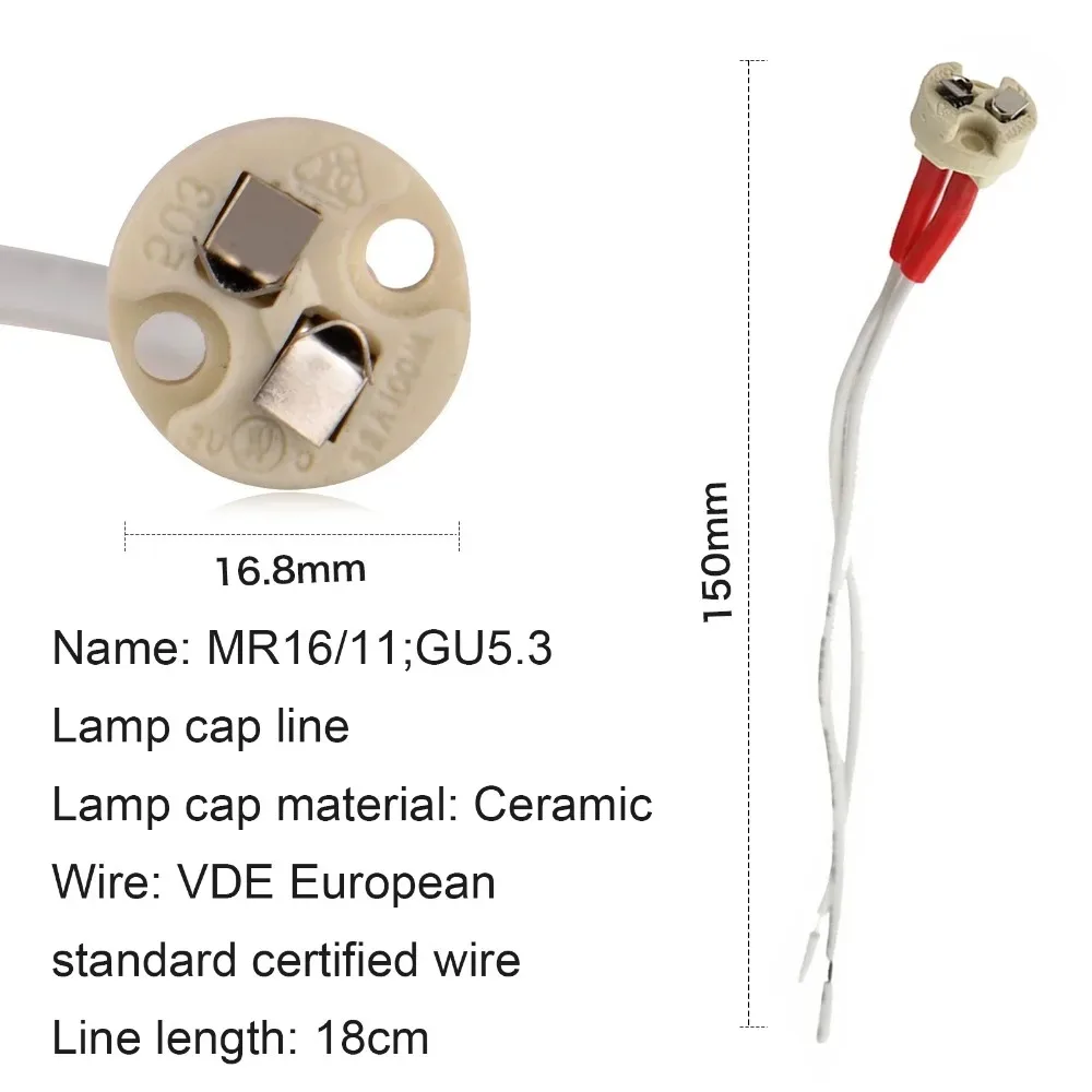Gu10 Socket Base Ceramic LED Bulb Lamp Holder Wire Connector Adapter Wire Connector Socket