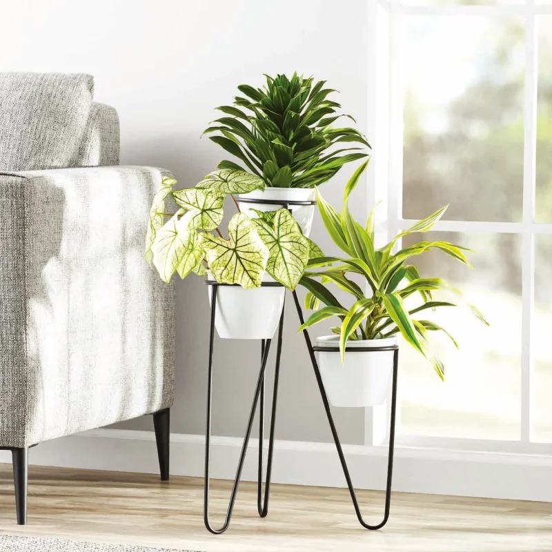 

Mainstays Multilevel White Plain Metal Planter with Folding Stand plant stands indoor