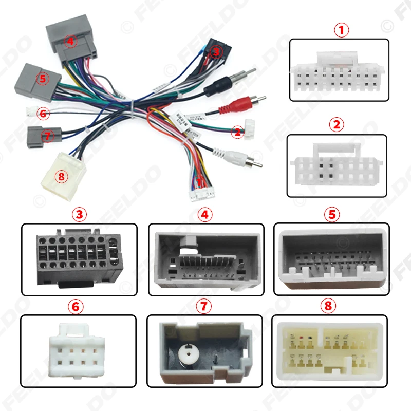 FEELDO-Car Audio Radio CD Player, Adaptador Calbe