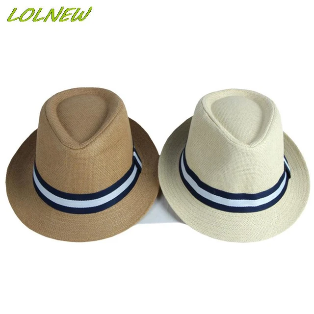 Sombrero de paja de playa para niños, gorro de Jazz, panamá, Trilby,  Fedora, gángster, transpirable, para exteriores, 2023 - AliExpress