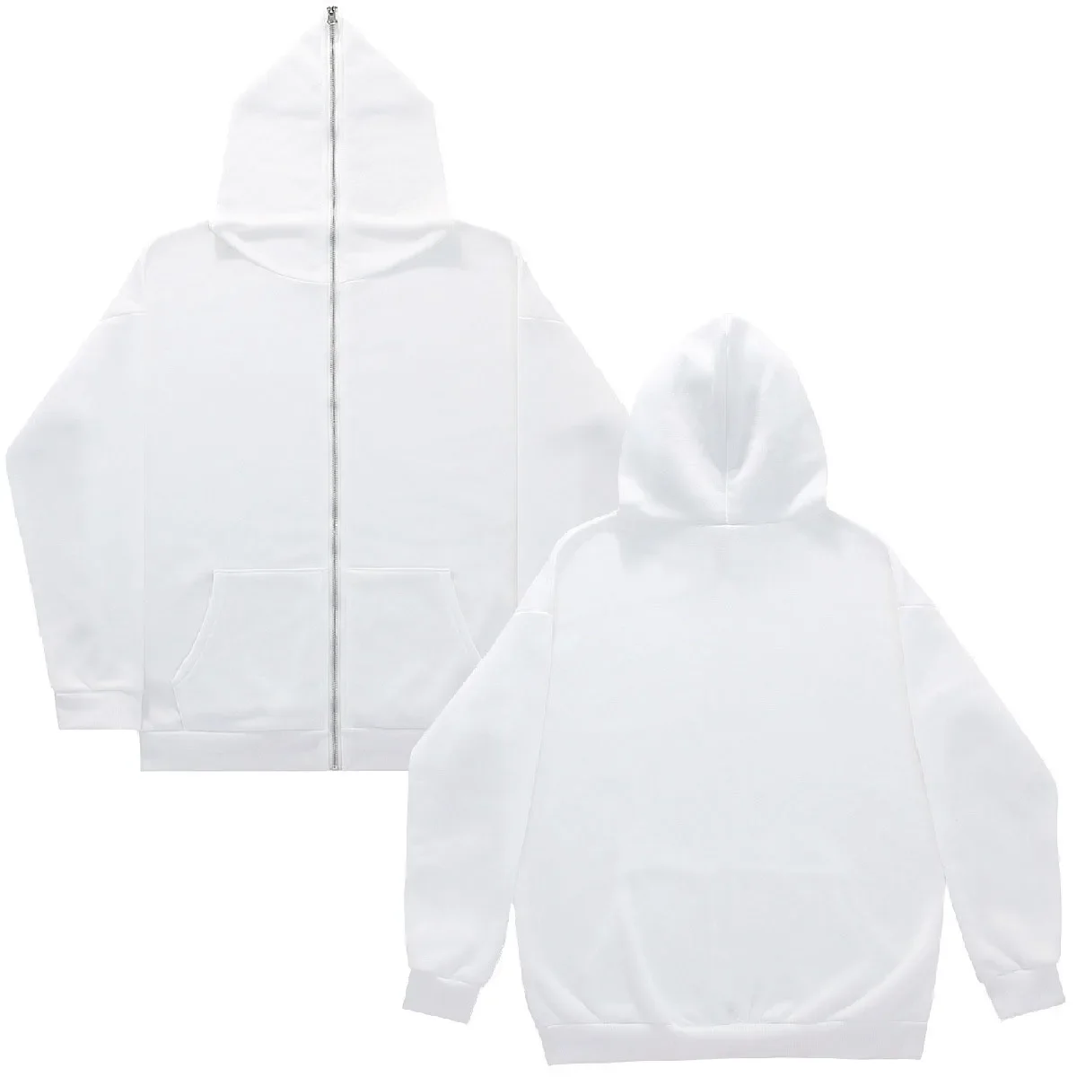 Blank Full Zipper Retro Couple Hip Hop Hoodies&Sweatshirt Loose Oversized Harajuk High Street Men's Women's Streetwear Coat 3