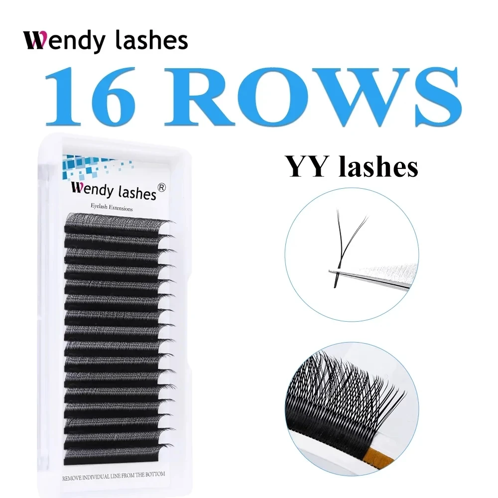 

Wendy Lashes 16 Rows YY Shape Eyelash Extensions Premade Volume Fans Natural Soft Lashes Y Style Comfortable False Eyelashes