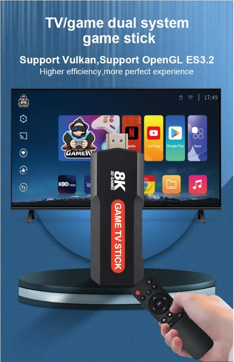 TV Stick Game Box For Android HD 4K Game Stick Retro Console Built In 10000+ Games Wireless Gamepads Video