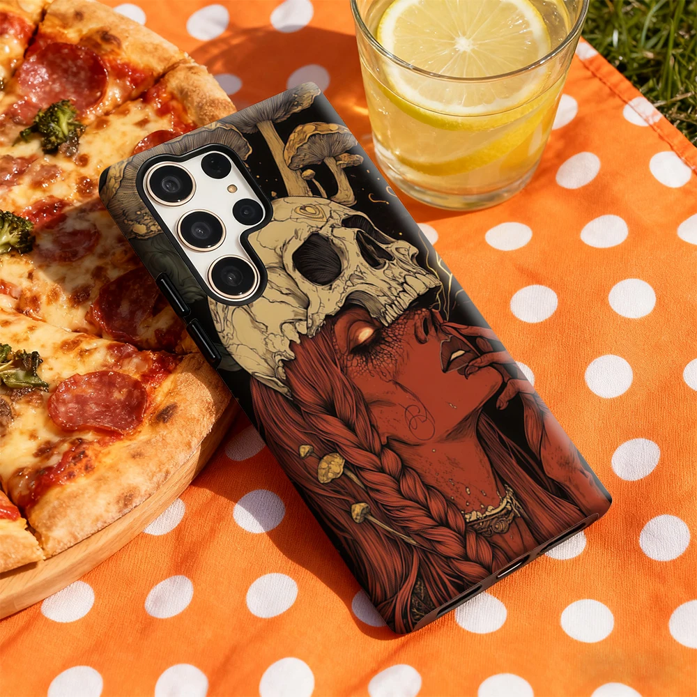 Skull and Mushroom Halloween Glossy Double-layer Phone Case
