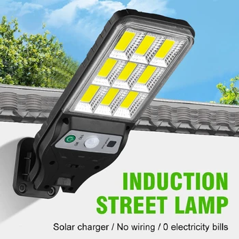 Solar Wall Lamp, 9-Grid COB LED Motion Sensor Outdoor Light, Waterproof Garden Courtyard Path Lighting with Multiple Modes 1