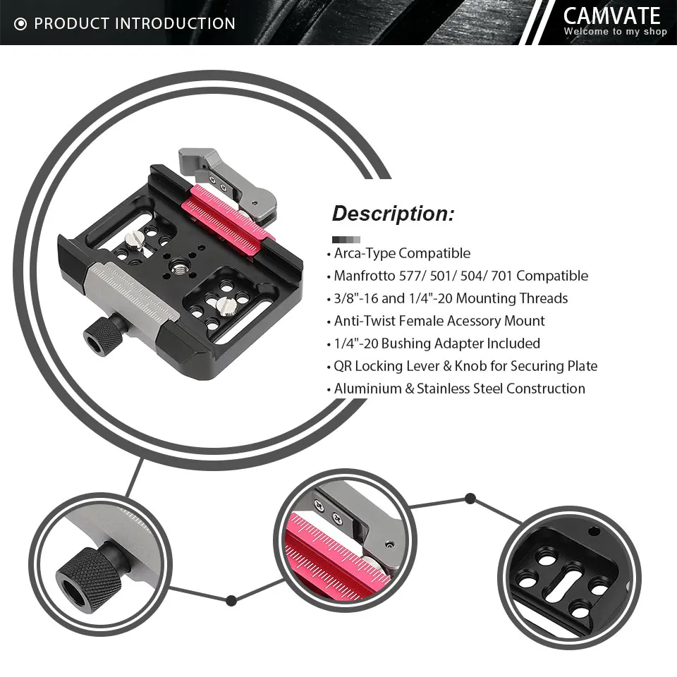 Arca-type Quick Release Clamp Manfrotto Baseplate For DSLR Camera Cage, Gimbal a