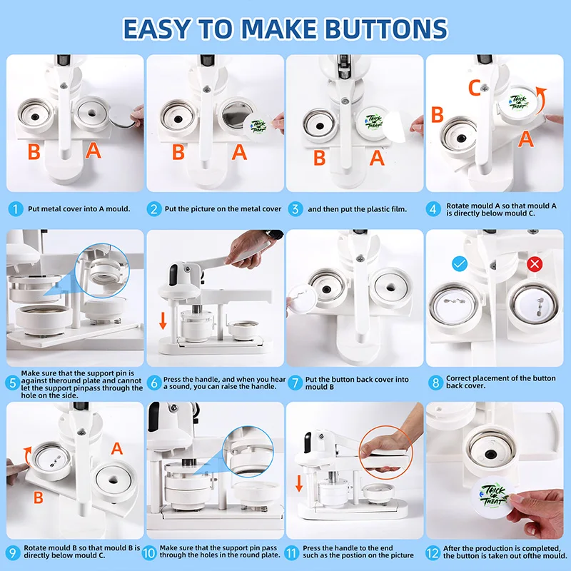 Button Maker Machine 32/44/58mm DIY Button Pin Maker Machine Badge Press Badge Supplies for Anime Idol Fans