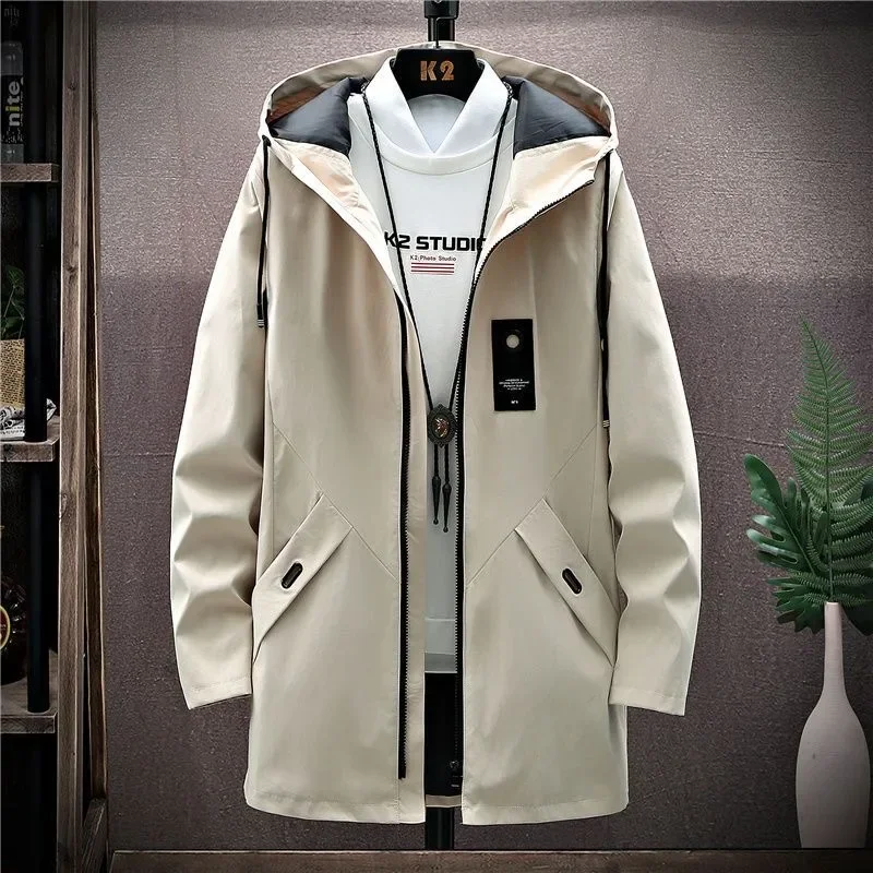 2024 Spring and Autumn New Men's Classic Fashion In The Long Windbreaker Men's Casual Loose Large Size High-Quality Coat M-5XL