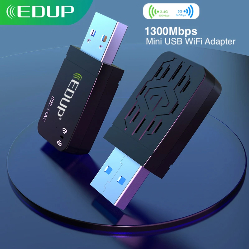 

EDUP 2.4G 5G 1300Mbps Usb Wireless Network Card Dual Band Wi-Fi Usb 3.0 Mini USB WiFi Adapter Wireless for PC Desktop Laptop