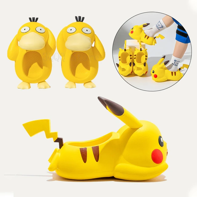 Pantoufles d'intérieur coordonnantes Pokemon Pikachu pour enfants, dessin  animé, anime, garçons, filles, doux, confort astronomique, mignon, bébé,  chaussures trouées, maison - AliExpress