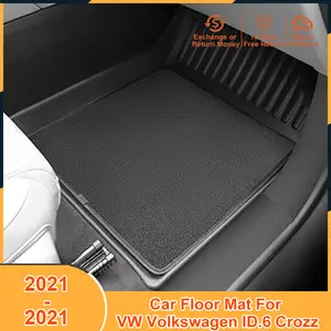  Voiture Cuir Tapis de Coffre pour VW ID.6 CROZZ 2021 2022 2023,  EntièRement Entouré Imperméable Antidérapant Tapis Coffre Voiture,  Accessoires Voiture,Brown