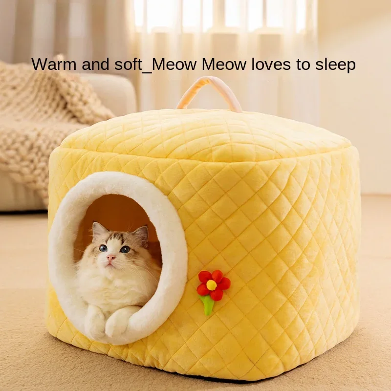 

Cat Nest Four Seasons Universal Kennel Removable and Washable Fully Closed Sleeping Dog Bed Winter Warm Cat House Pet Bed