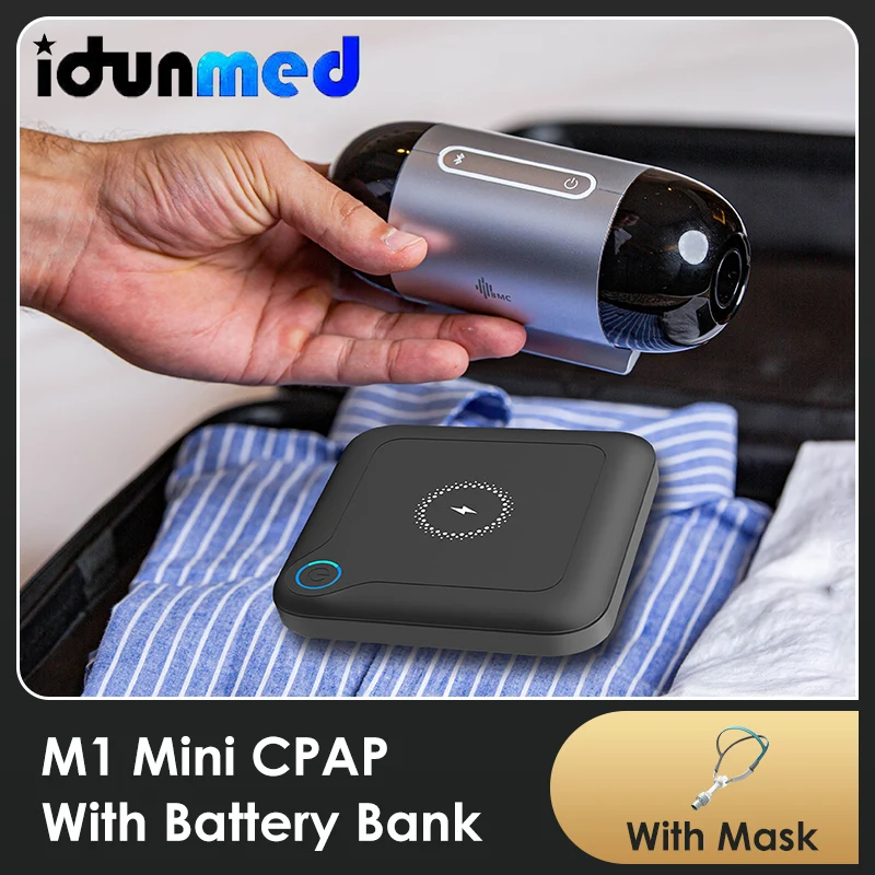 Bmc M1 Mini Auto Cpap Machine With Battery Breathing Nasal Mask