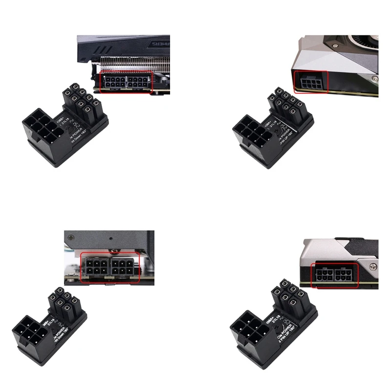 

F3KE 1 Set ATX 8Pin 6Pin Female to 8Pin 6pin Male 180 Degree Angled Power GPU Adapter