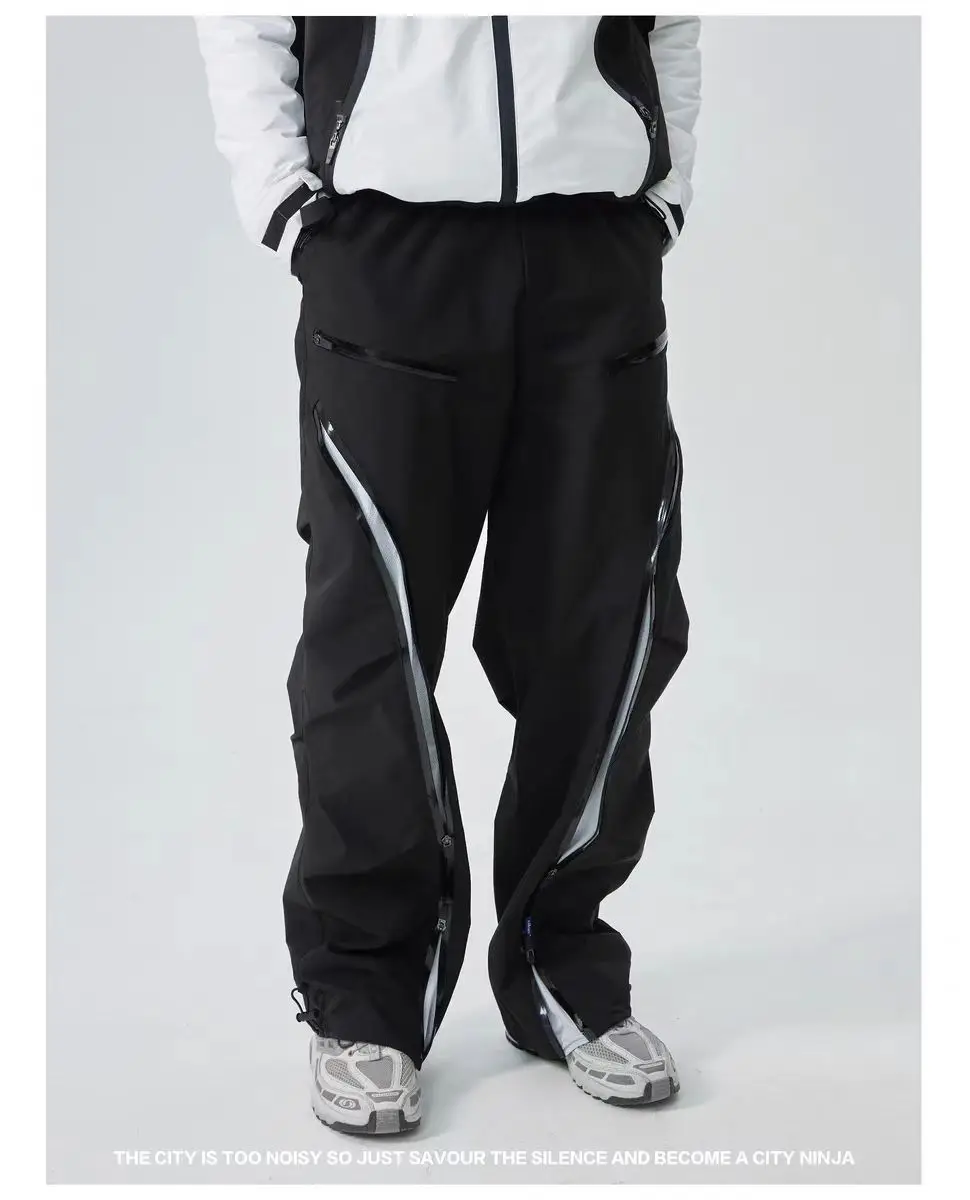 Silenstorm 24aw Outdoor straight leg soft shell pants integrated belt ykk zippers contrast color mesh techwear gorpcore