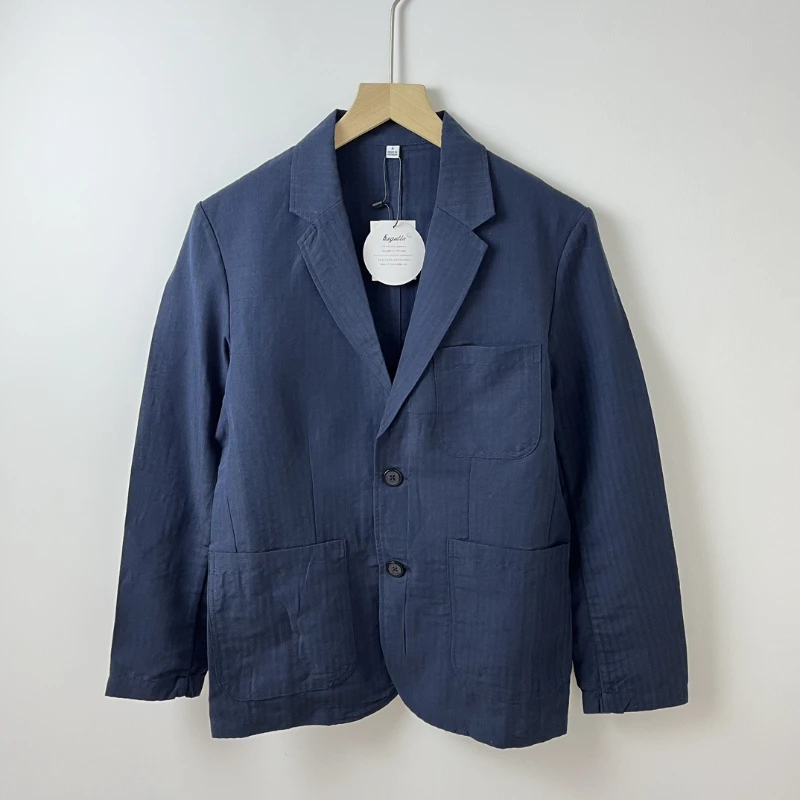 Mens Cotton Jacket Casual Spring and Autumn New Middle-aged Men's Blazer Jacket Denim Jackets Business Casual Slim Fit Solid