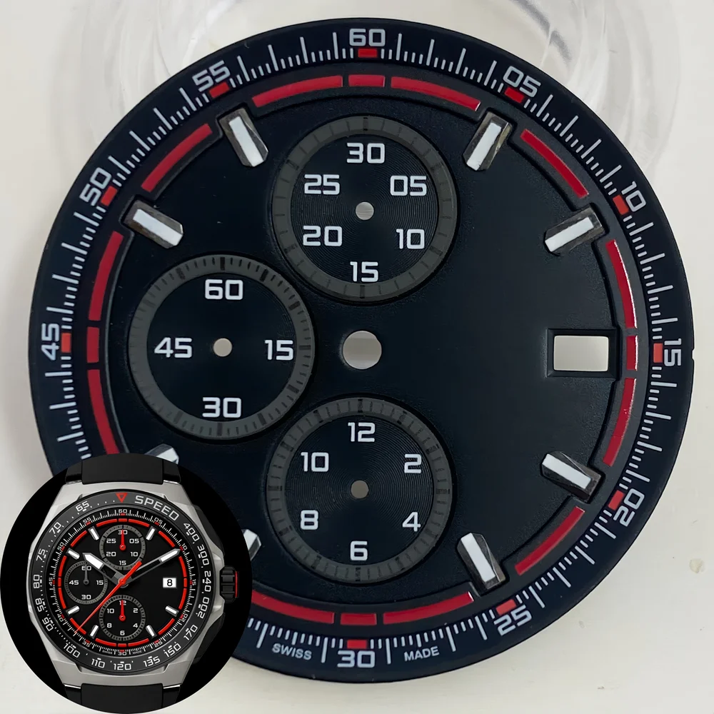 Cadran De Montre Vert 31.8mm - Lumineux, Compatible Mouvement VK63 (Neuf)