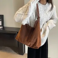 Retro Suede Frosted Tote Bag Autumn and Winter New Versatile Work Commuting Shoulder Bag Women's Bags Handbags - Image 3