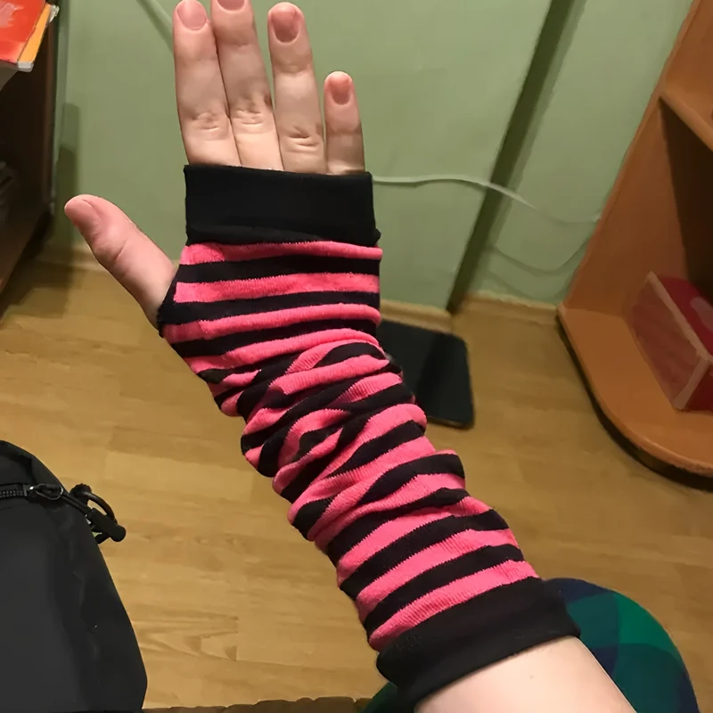 Y2K Elastic Outdoor Punk Long Fingerless Gloves Cuff For Women Men Hip-hop Glove Elbow Mittens Cool Stretch Winter Arm Warmer