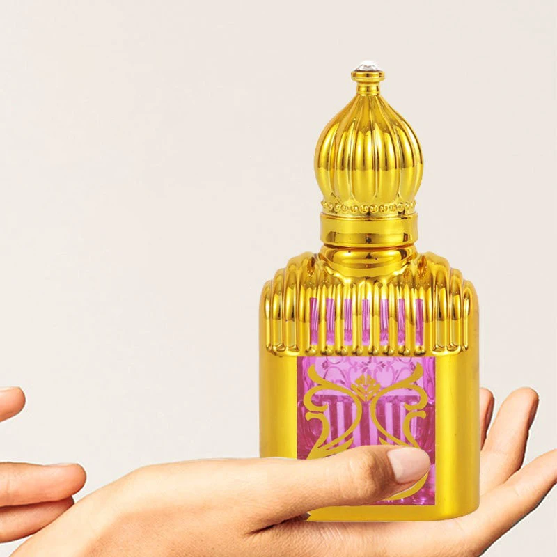 Essential Oil Roller Bottle 10ml Mini Gold Crown Shape Perfume Bottling Portable Travel Electroplated Carve Glass Empty Bottle 5