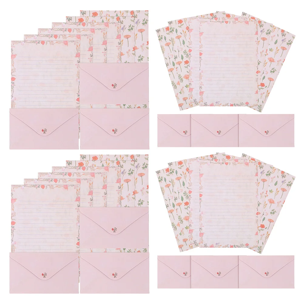 

4 Sets Stationery Letter Writing Paper Envelope Blank Letterhead Creative for Prints