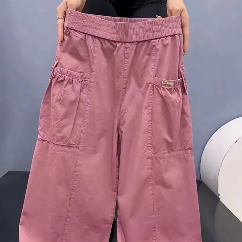 Women Ankle-length Cargo Baggy Jogger Pantalones Korean Casual Bloomers Pants High Waist Harem Trousers Oversize 4xl Sweatpant baggy jeans women oversize 4xl high waist pants y2k denim wide leg ankle length pants jeans harem elastic denim woman casual