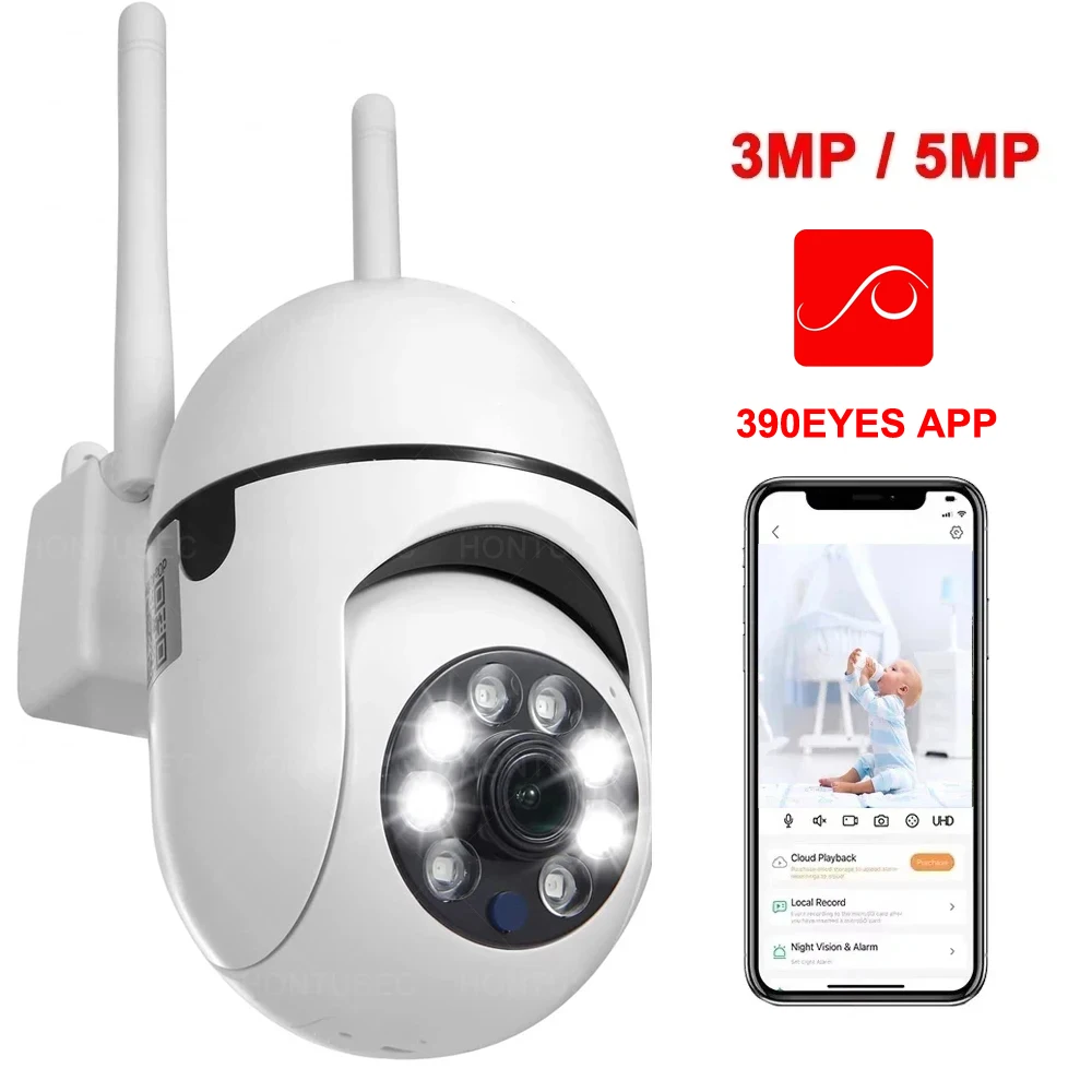 390EYES 2,4G 5MP WLAN PTZ-Kamera Innen-Sicherheitskamera mit Bewegungserkennung, Automatischer Verfolgung, Zwei-Wege-Audio und Überwachungsfunktion
