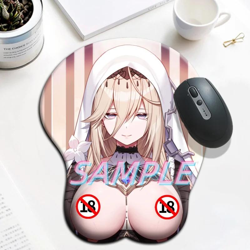 

Sexy Big Boobs Mouse Pad Honkai Impact Aponia Nun Girl Gamer Anime Cute Wrist Rest 3D Oppai Silicone Gel Mat Mousepad