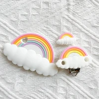 1/3/10Pcs Rainbow Silicone Bead/Teether/Clip Food Grade Pendants DIY Pacifier Chain Accessories Baby Teething Toys 2