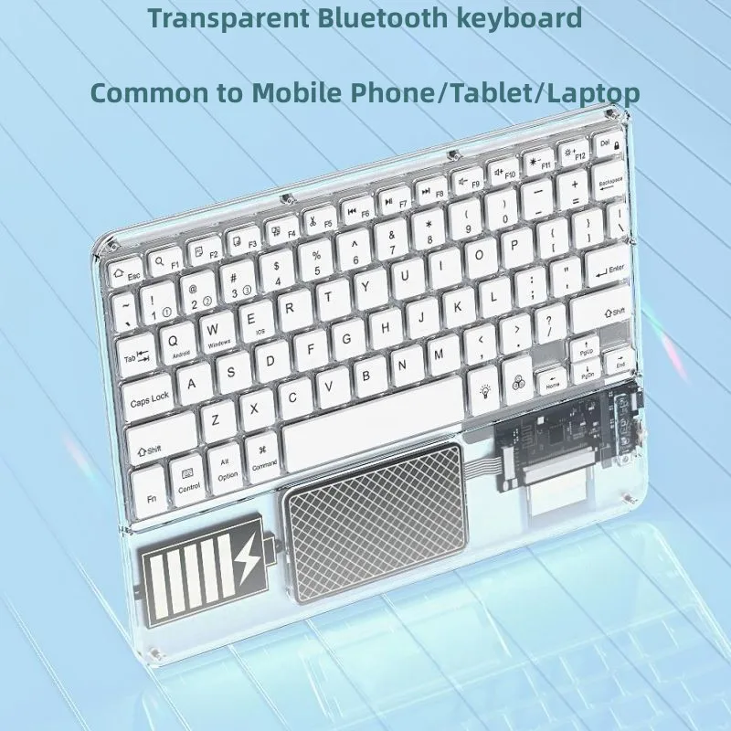 Transparente Teclado Bluetooth Teclado Retroiluminado para Android Ios Windows Tablet sem Fio Russo Espanhol Coreano Ipad 10th - Imagem 2