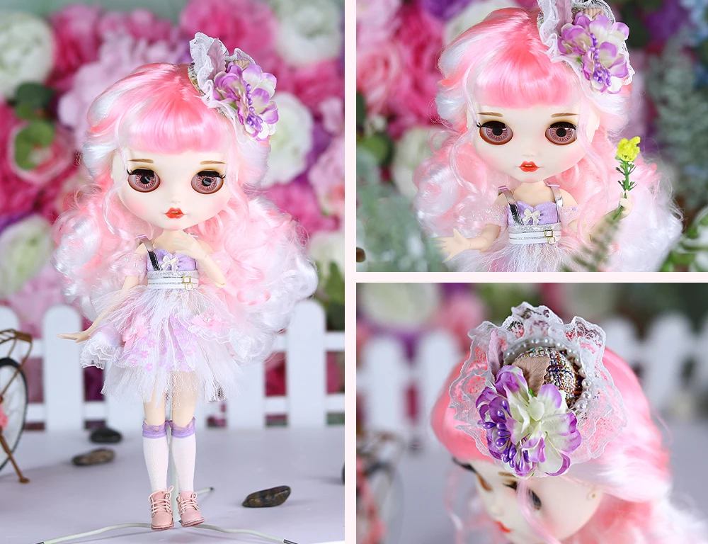 Edith – Premium Custom Neo Blythe Doll with Multi-Color Hair, White Skin & Matte Smiling Face 11