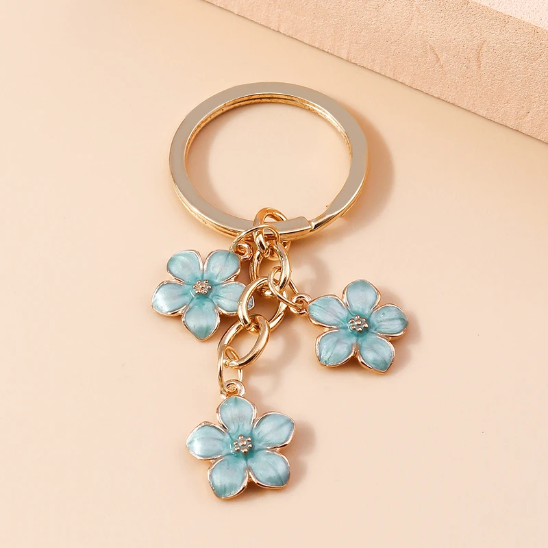 Nette Emaille Keychain Bunte Sakura Blume Schlüssel Ring Süße Schlüssel Ketten für Frauen Mädchen Handtasche Zubehör DIY Schmuck Geschenke