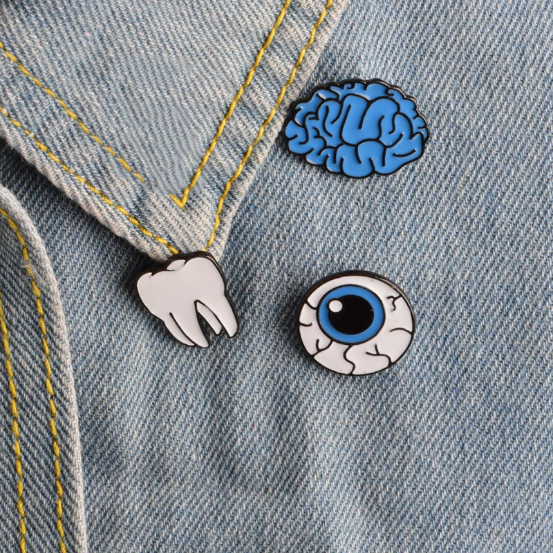 

Cartoon Cute Organ Brain Eye Tooth Metal Brooch Pins Button Pins Brooch Denim Jacket Pin Badge Funny Gift Fashion Jewelry
