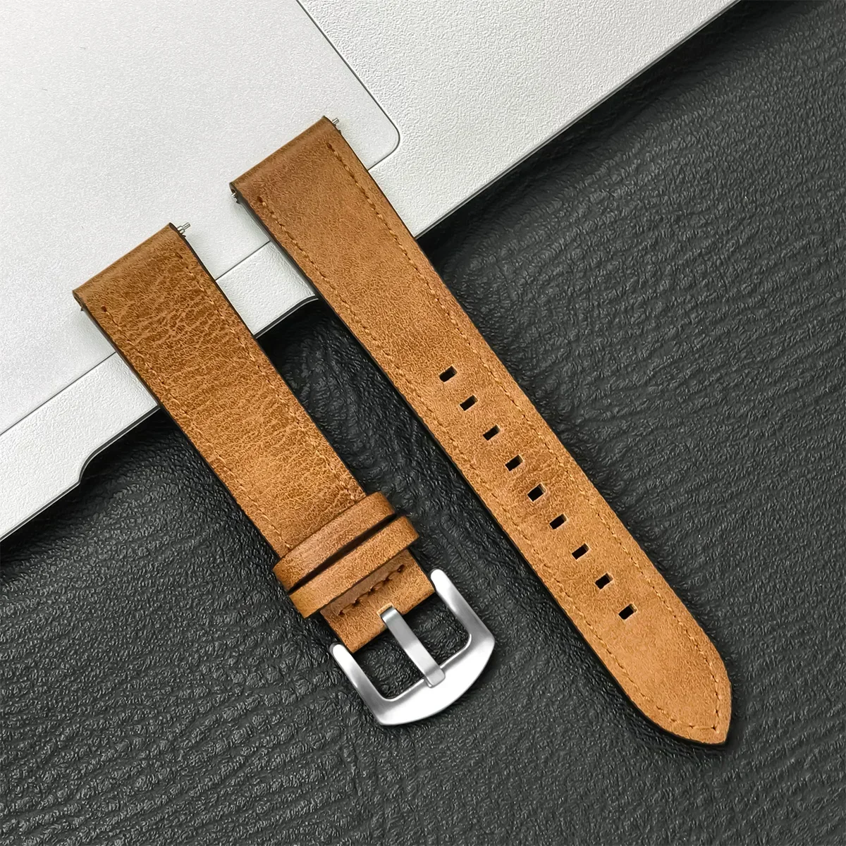 Elegant Leather Wristband - 20mm/22mm Adjustable Strap