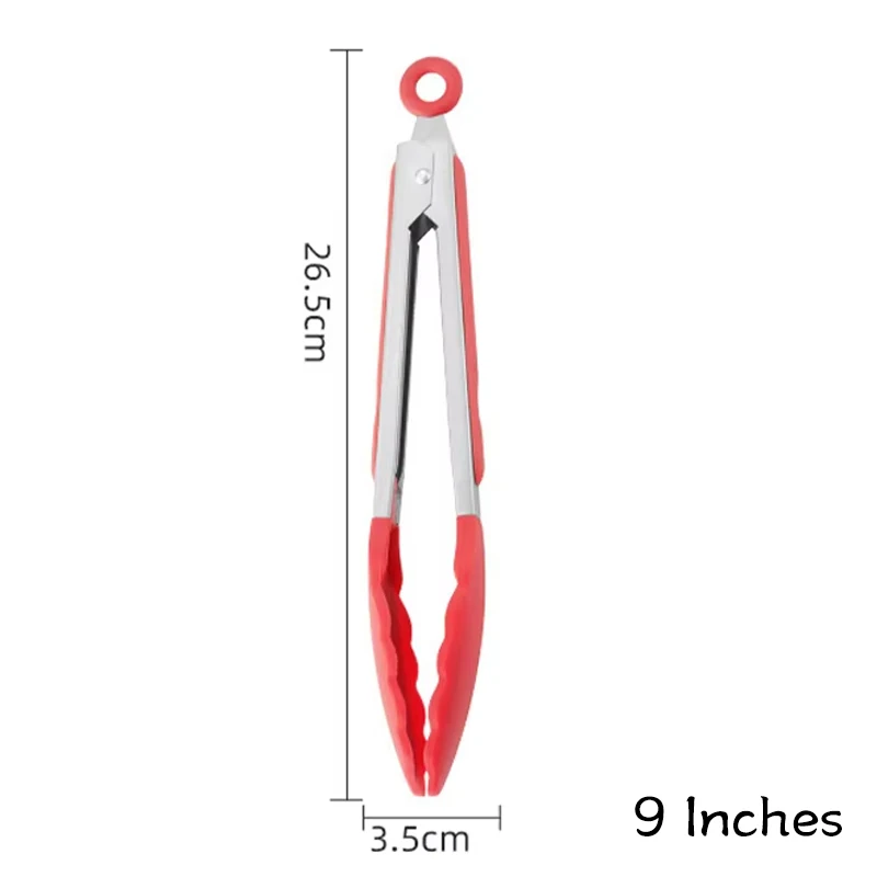 Silicone Tongs Kitchen Stainless Steel BBQ Non-Stick Kitchen Utensils Barbecue Cooking Tong With Joint Lock Kitchen Accessories