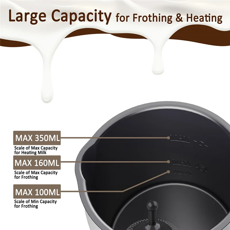 4-In-1 Electric Milk Frother 400W 590Ml Hot And Cold Milk Foamer Silent Operation Stainless Steel US Plug