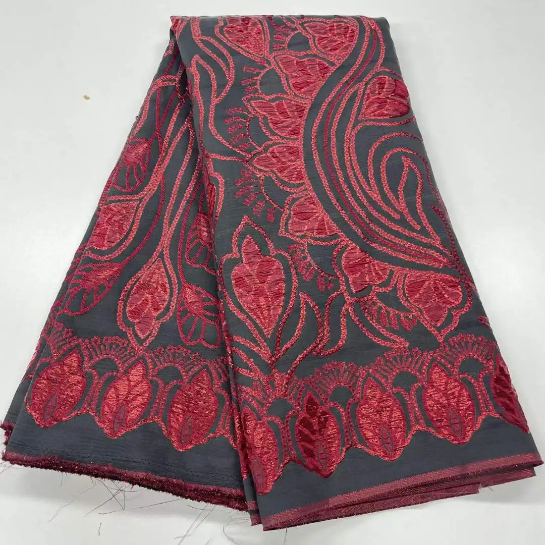 Latest Africa French Lace Fabric High Quality 2023 Wedding High Quality Nigerian Brocade Jacquard Lace Fabric 5 Yards For Sewing